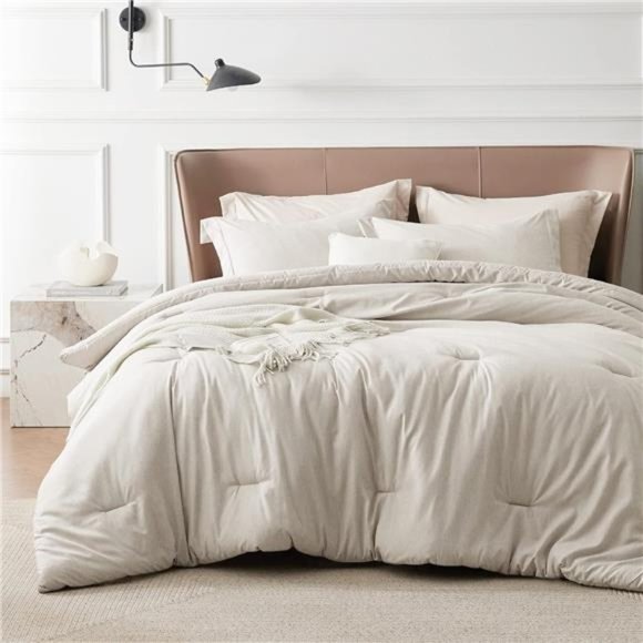 Queen Comforter Set Kids-Beige Queen Size Comforter,Soft Bedding for All Seasons